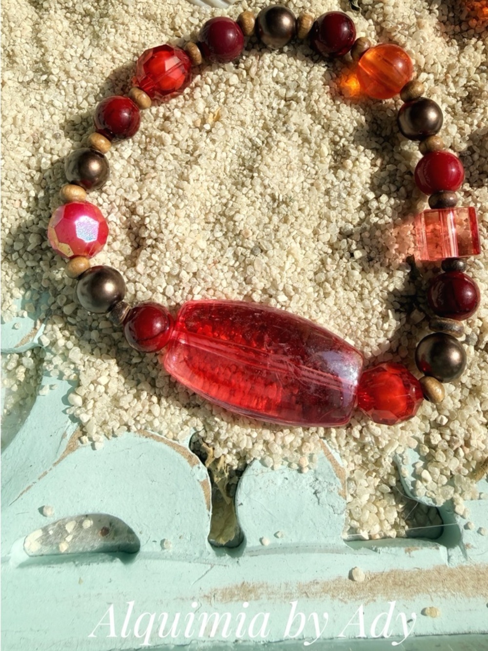 TURQUOISE Red Beaded Bracelet